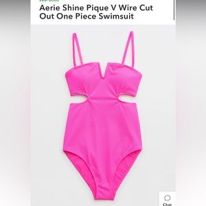 NWT Aerie Shine Pique V Wire Cut Out One Piece Swimsuit